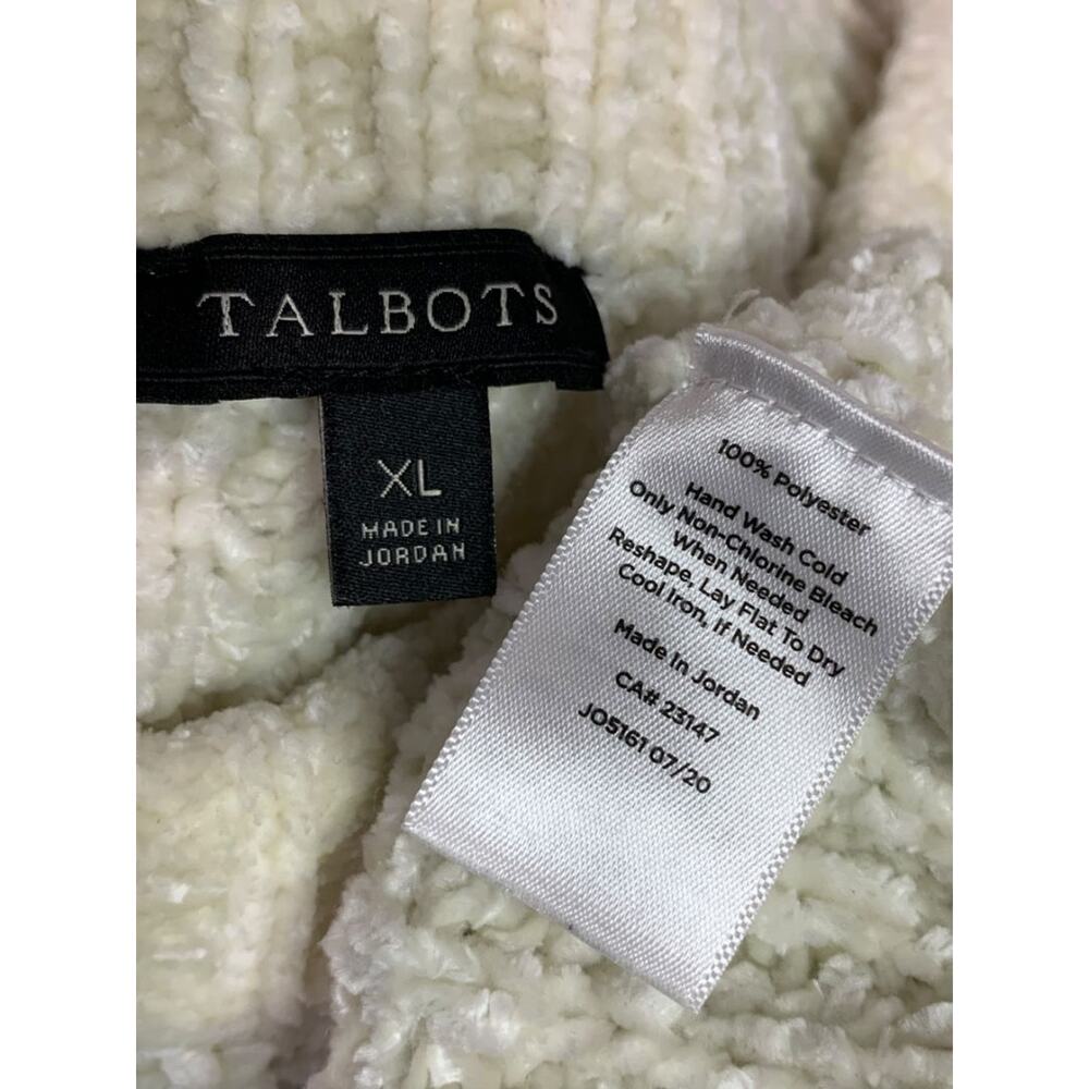 Size XL Talbots Womens Chenille Ivory Sweater Soft Chunky Knit - Picture 8 of 8